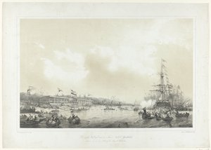 Kon: Nederl: Yachtclubs första race, hölls den 10 juni 1846 på Maas i Rotterdam (titel på objektet)