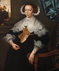 Porträtt av Florence-Marguerite de Renesse-Warfusée, grevinnan av Grimbergen, 1641 (par 3114329) av Frans Denys