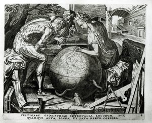 Geometri, graverad av Hieronymus Cock (ca 1510-70) av Frans Floris