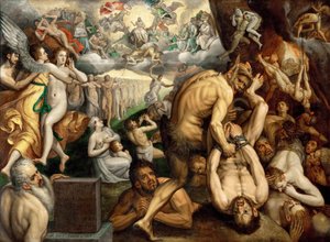 Den sista domen - Frans I de Vrient (Vriendt) dit Frans Floris, den äldre (1519-1570). olja på duk