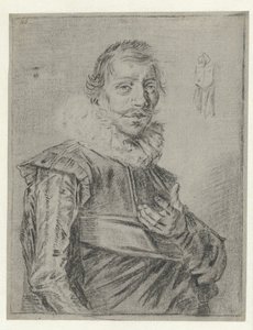 Porträtt av en ung man med utsträckt hand av Frans Hals (manner of)