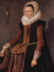 Holländska: Porträtt av en kvinna Porträtt av en kvinna stående av Frans Hals