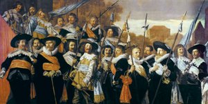 Gruppporträtt av officerare och sub-alterner av Civic Guard i Haarlem av Frans Hals