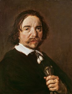 Porträtt av en man med en handske och svart hår, c.1657