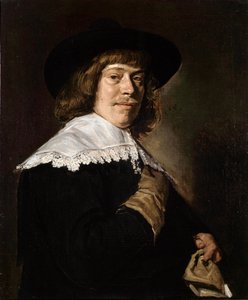 Porträtt av en ung man som håller en handske, c1650. av Frans Hals