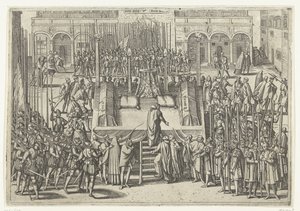 Ställningen efter halshuggningen av Egmond och Horne, 1568 av Frans Hogenberg (attributed to)
