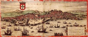 Utsikt över Lissabon och floden Tejo Från: Världskarta, 1572