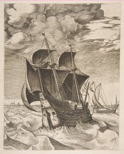 En holländsk Hulk och en Boeier från The Sailing Vessels, 1565