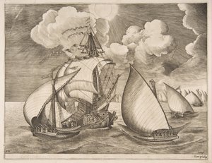 Galärflotta eskorterad av en karavel från segelfartygen, 1561-65.
