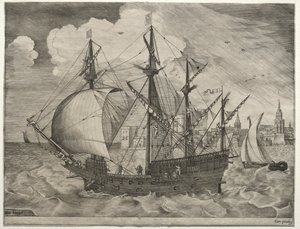 Segelfartyg: Armed Four-Master Putting Out to Sea, 1561-65. av Frans Huys