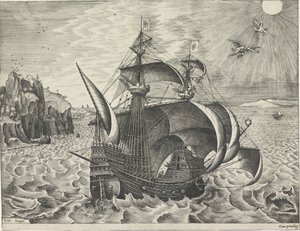 Segelskepp med Ikaros fall Segelfartyg (serietitel) av Frans Huys