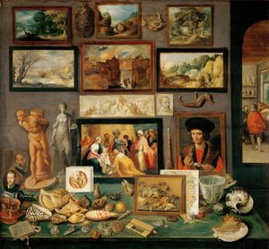 Le cabinet de curiosites - Samlarkabinettet (Cabinet of curiosites) - Frans Francken, den yngre (1581-1642). Olja på trä, ca 1620-1625. Mått: 74x78 cm. Konsthistoriska museet, Vienne