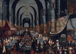 ""Le festin de Balthazar" (Belshazzars högtid) Målning av Franz Francken II sa den yngre (1581-1642) Privat samling