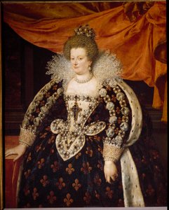 Porträtt av Marie de Medici (1573 - 1642), fru till Henrik IV och mor till Ludvig XIII Målning av Frans Pourbus Le Jeune (Francois (Franz) Porbus