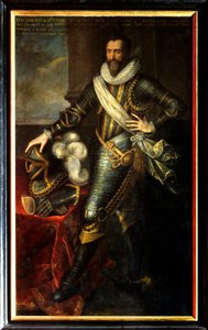 Porträtt av Maximilian de Bethune, hertig av Sully (1559-1641) som stor artillerimästare. Målning av Pourbus Franz II Le Jeune (Frans eller Francois Porbus av Frans II Pourbus