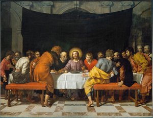 Den sista måltiden. Målad för huvudaltaret i kyrkan Saint Leu-Saint Gilles i Paris ... av Frans II Pourbus