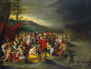 Röda havets passage - olja på koppar från verkstaden i Francken, Antwerpen av Frans II the Younger (workshop of) Francken