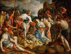 David et Abigail - David och Abigail, av Pourbus, Frans, den äldre (1546-1581). Olja på trä, ca. 1575. Mått : 158x208 cm. Konsthistoriska museet, Vienne