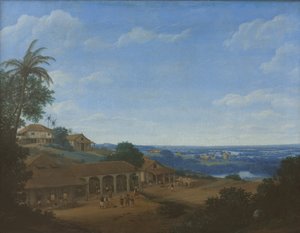 Landskap i Brasilien med sockerplantage, 1660. av Frans Jansz. Post