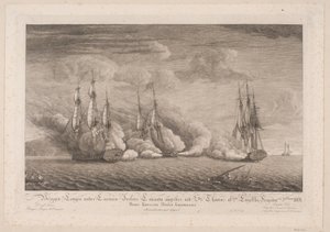 Briggen Lougen attackeras vid St. Thomas den 3 mars 1801 av Frans Martin Dodt