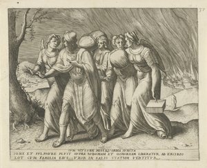 Lot lämnar Sodom Med hämnd förenad med barmhärtighet (titel på föremål) Geschiedenis van Lot (serietitel)