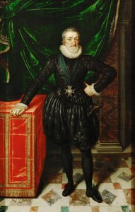 Franska: Portrait de Henri IV (1553-1610), roi de France, en costume noir Henrik IV, kung av Frankrike i svart klänning av Frans Pourbus the Younger