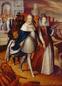 Porträtt av Ferdinand I (1549-1609) storhertig av Toscana och hans brorsdotter Marie (1573-1642), framtida fru till Henri IV av Frans Pourbus the Younger