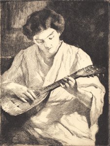 Mandolinspelande dam av Frans Schwartz