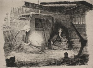 Maria, Kristusbarnet och Josef på julmorgon av Frans Schwartz