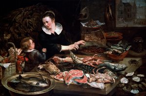 En fiskhandlare, c1616-1618. av Frans Snyders or Snijders