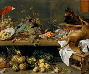 Stilleben med frukt, grönsaker och dött vilt av Frans Snyders
