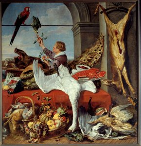 Inredning av kontor Stilleben av vilt, vegles. målning av Franz Snyders (1579-1657) 1600-talets sön. 2,26x2,36 m Caen, Musee des Beaux Arts av Frans Snyders or Snijders