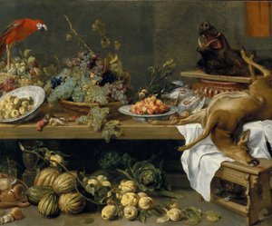 Stilleben med frukt, grönsaker och dött vilt, 1635 av Frans Snyders or Snijders