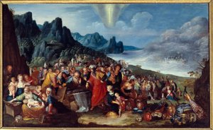 Hebréernas ankomst till det förlovade landet efter passagen av Röda havets målning av Frans Francken I dit l