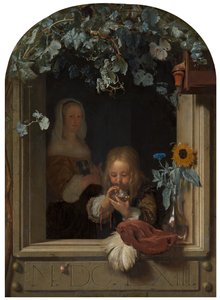 En pojke som blåser bubblor, 1663