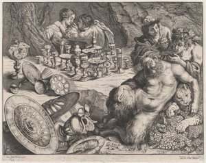 Bacchus och den berusade Silenus, 1640-60. av Frans van den Wyngaerde