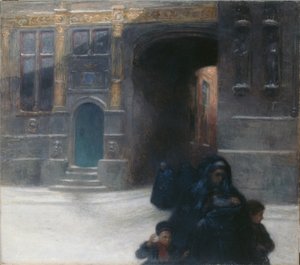 Förgyllda hus i Brygge (olja på duk) av Frantz Charlet
