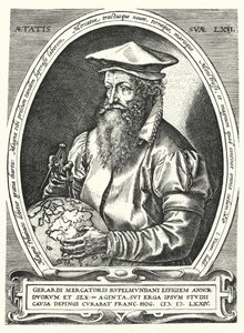 Gerardus Mercator, flamländsk kartograf, geograf och kosmograf (gravyr)