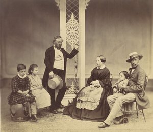 [Gruppporträtt av sex personer], 1850-60-tal.