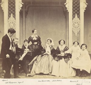 [Gruppporträtt av familjerna Antoine och Höusermann], 1850-60-tal.