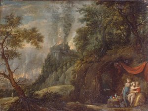 Lot och hans döttrar, 1720-talet av Franz Anton Hartmann
