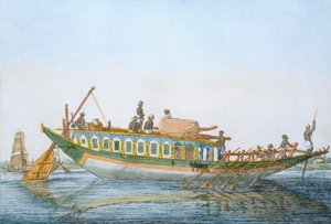 Badjera, en flodfarkost med ett stort paddelroder, från 