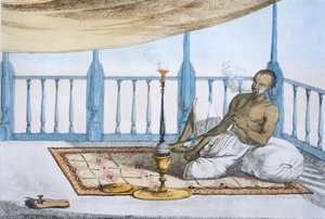 Man röker en vattenpipa av hasch eller opium, pub. 1808-12.