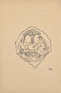 Bondepar (kilfyllning av en möbel?) av Franz Barwig d. Ä.