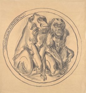 Utkast till avlastningen i aphuset i Schönbrunn Zoo av Franz Barwig d. Ä.