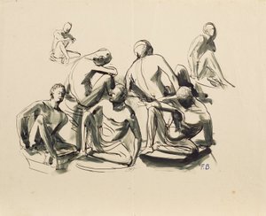 Sju sittande ungdomar av Franz Barwig d. Ä.