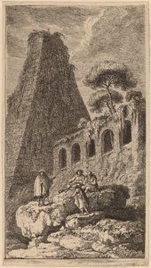 Pyramiden i Sesto nära St Paulis portar i Rom av Franz Edmund Weirotter