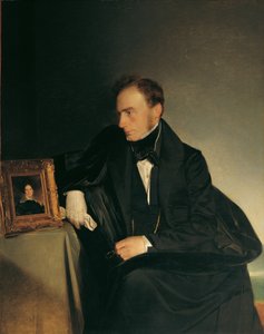 Målaren Franz Wipplinger tittar på miniatyrporträttet av sin avlidna syster av Franz Eybl