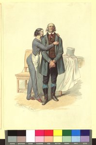 Ida Schuselka-Brüning som bagarpojken Georg och Carl Carl som arrendatorn Landry i ”En kväll, en natt och en morgon i Paris” av Franz Gerasch