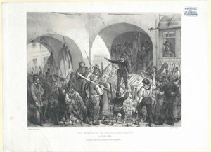 Barrikaden vid K. K. universitetet den 26. Maj 1848 (litografi)